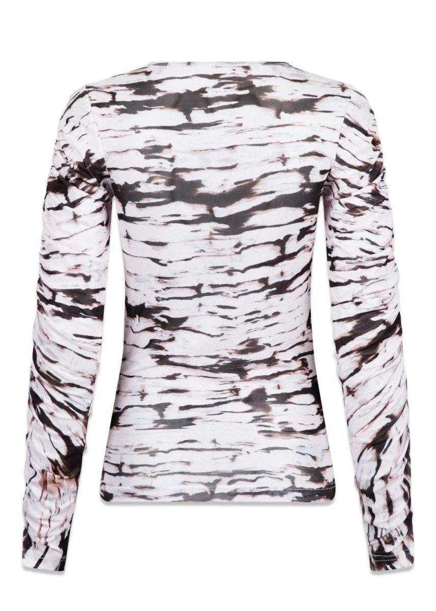 Bea Tie Dye Mesh Blouse - Powder