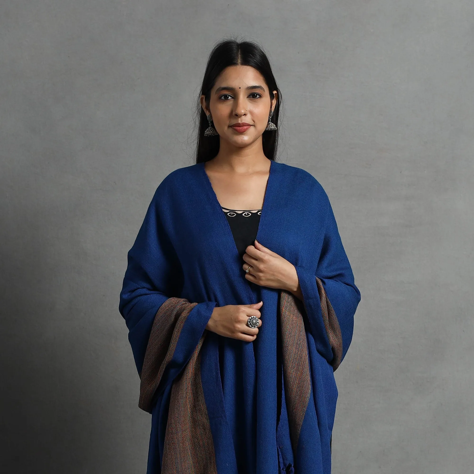 Blue - Kumaun Handwoven Pure Merino Wool Shawl for Women 138