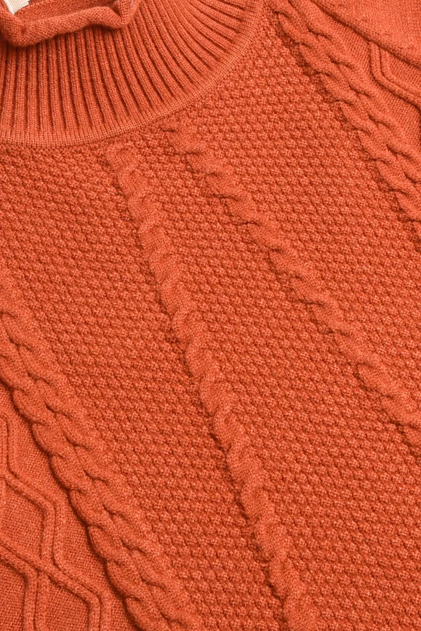 Brown Cable Knit Sweater