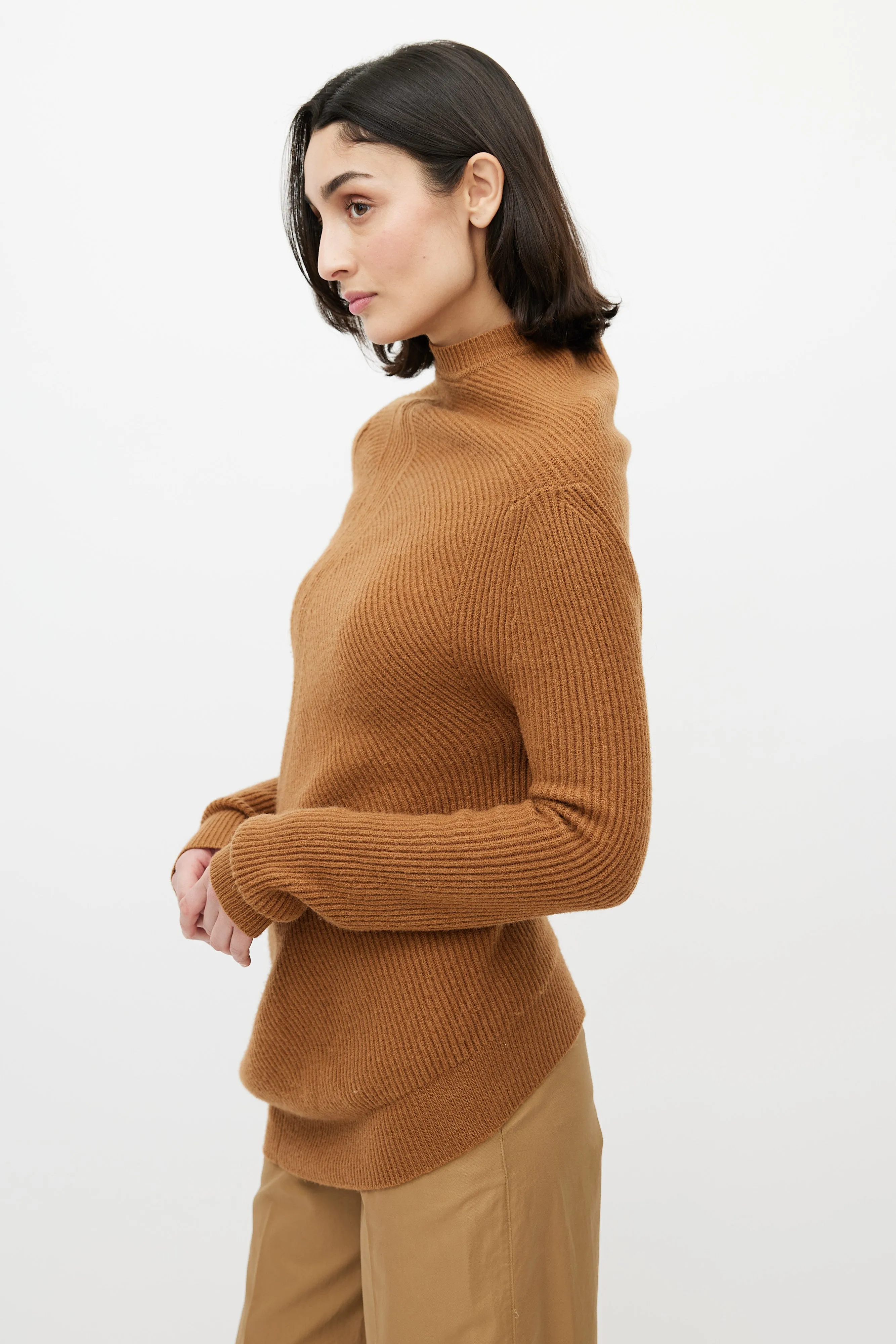 Brown Cashmere Turtleneck Sweater