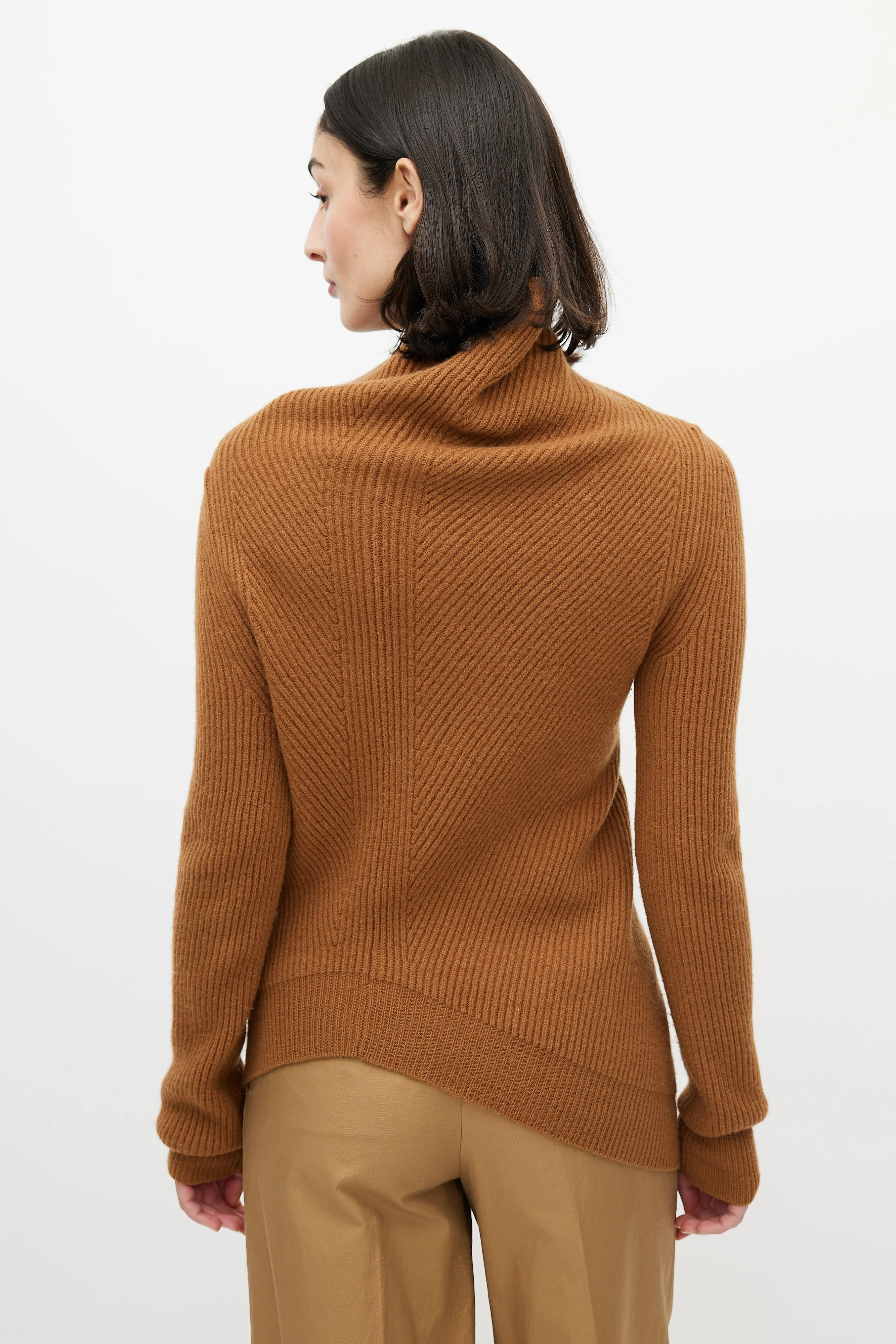 Brown Cashmere Turtleneck Sweater