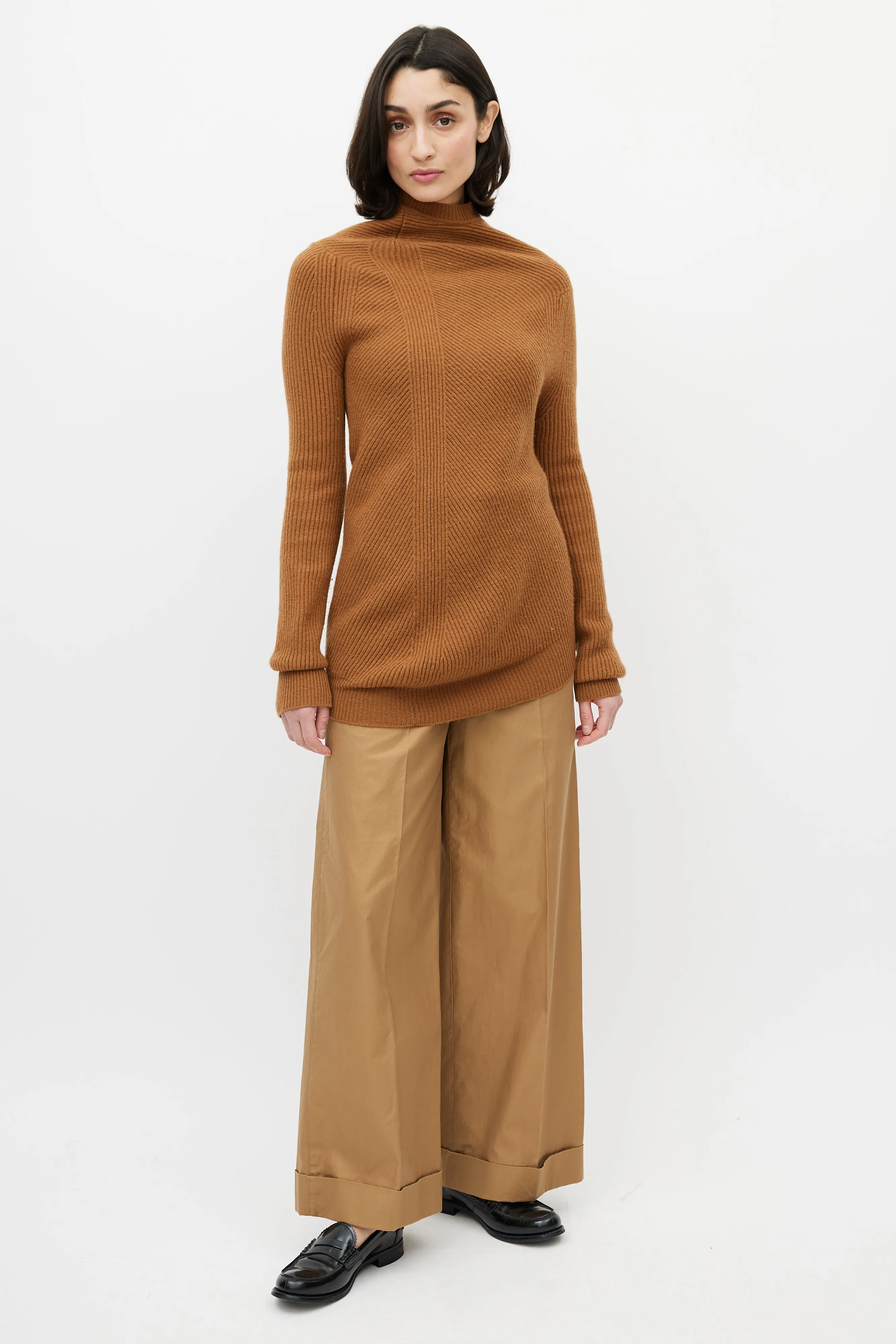 Brown Cashmere Turtleneck Sweater