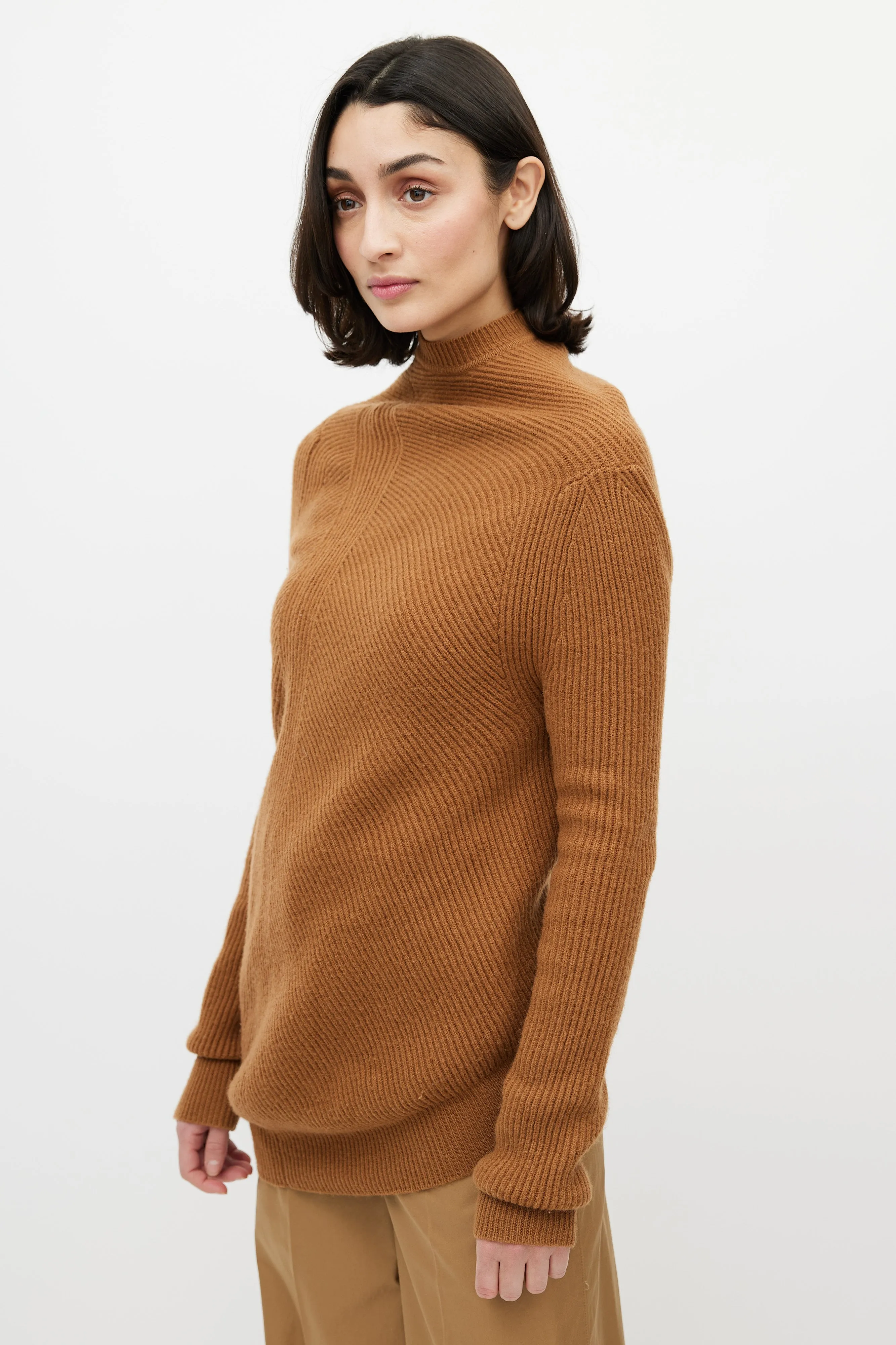 Brown Cashmere Turtleneck Sweater