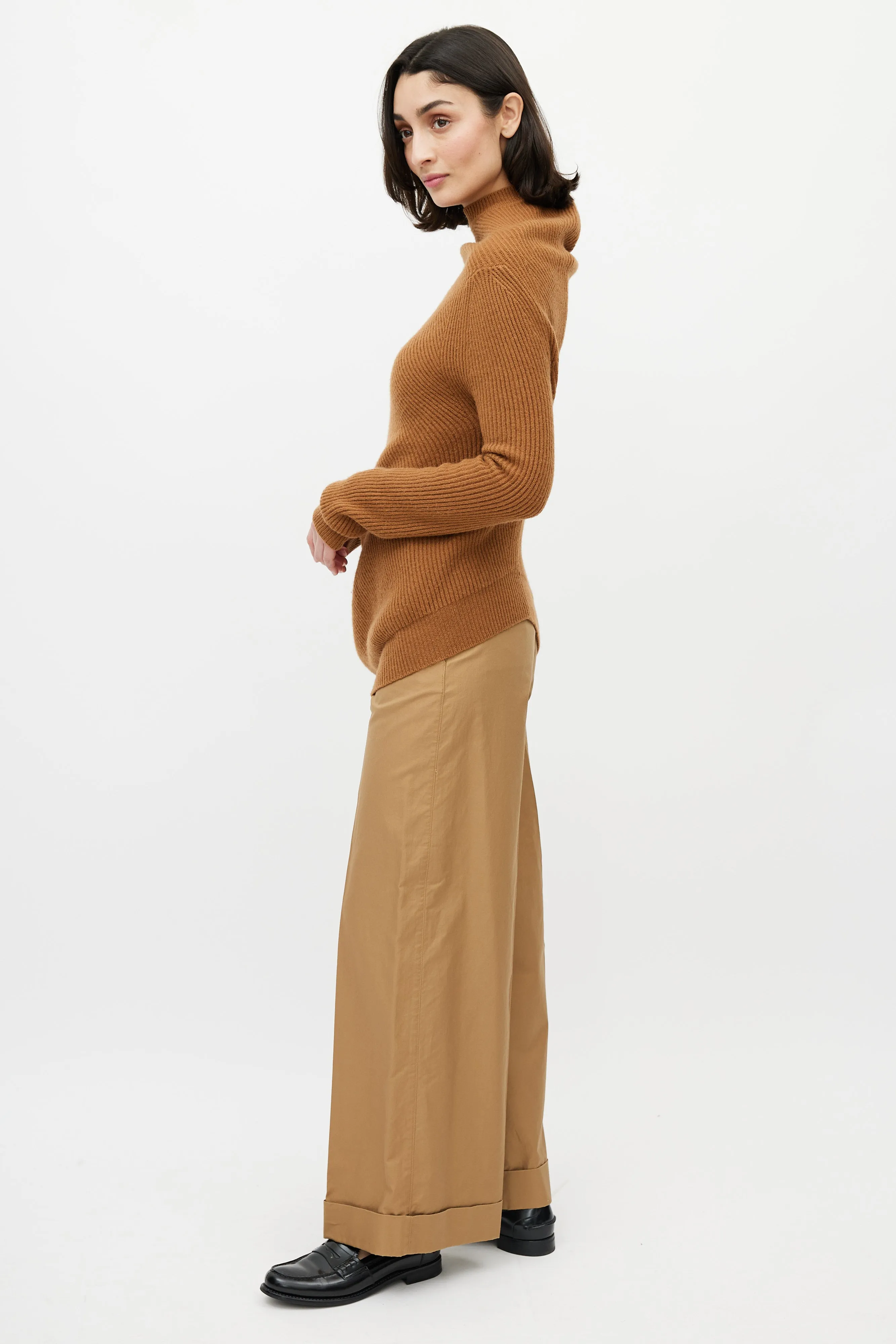 Brown Cashmere Turtleneck Sweater