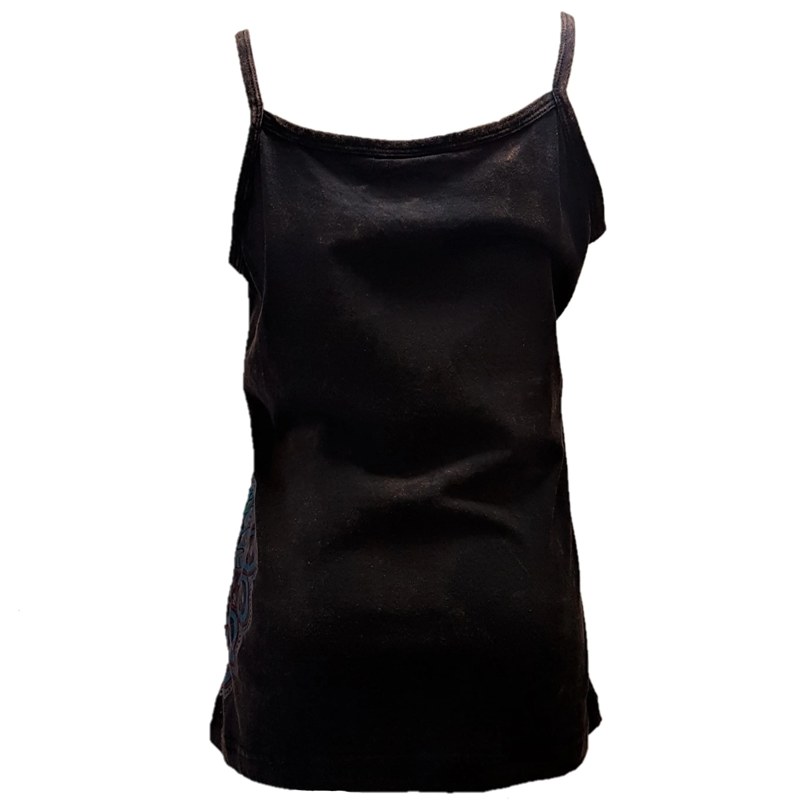 Brown Cotton Geometric Print Vest with Embroidered Flowers