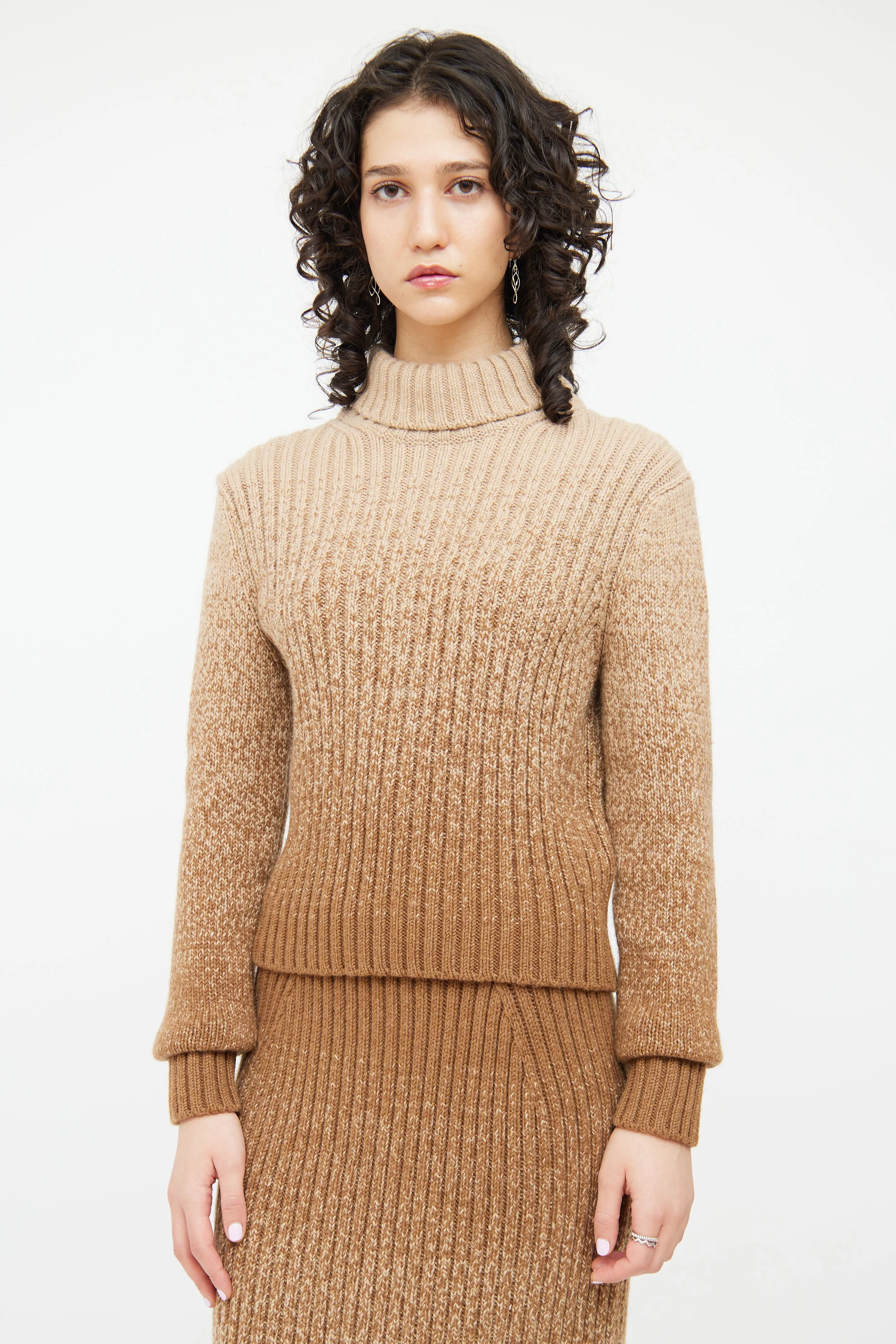 Brown Ombre Cashmere Knit Sweater