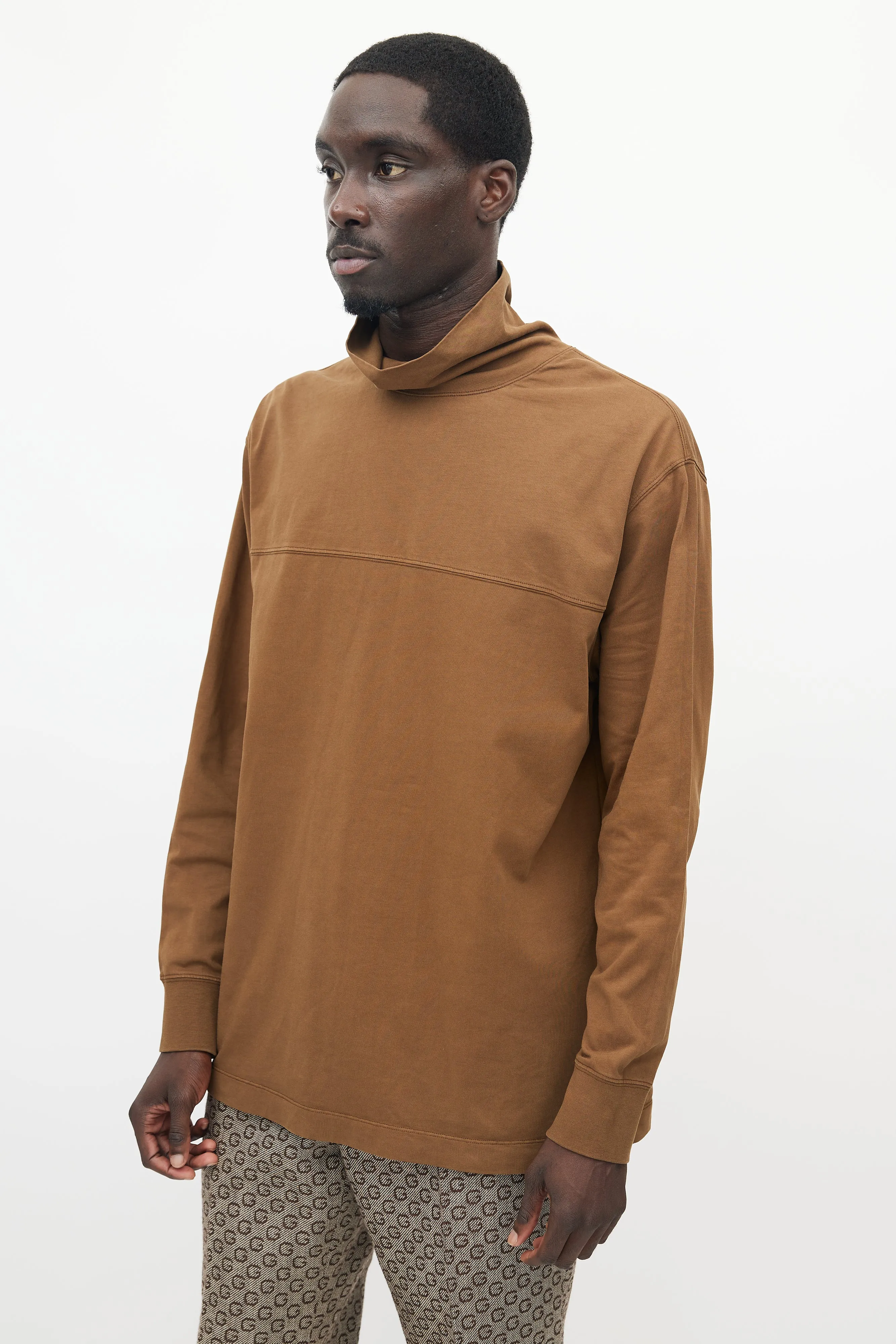 Brown Turtleneck Top