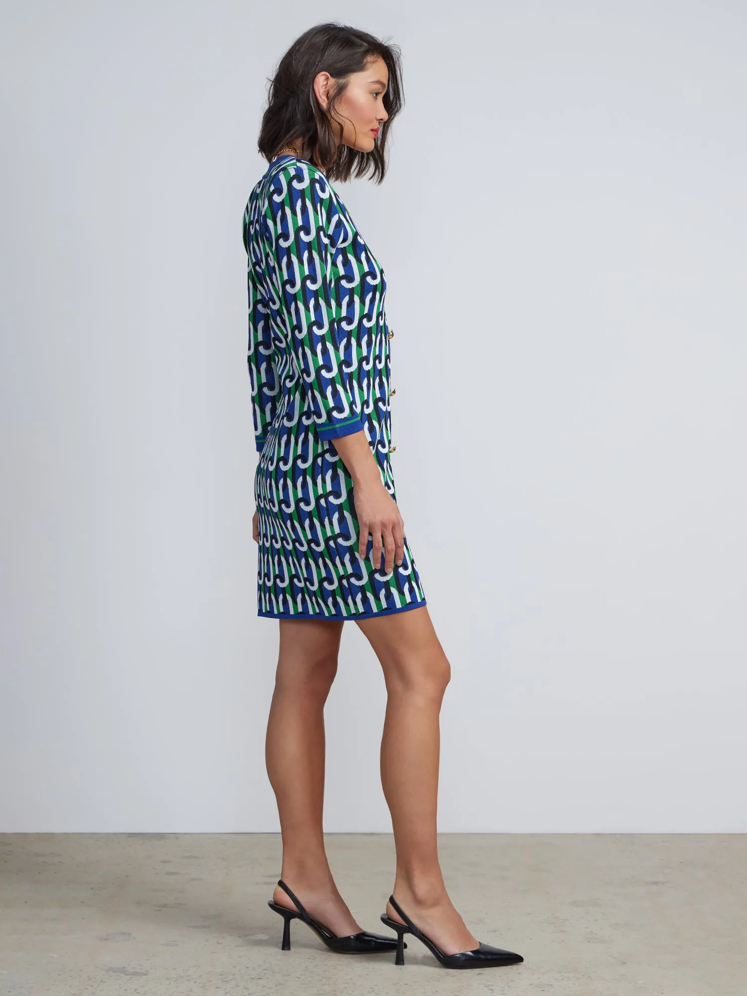 Chain Link Print Sweater Dress