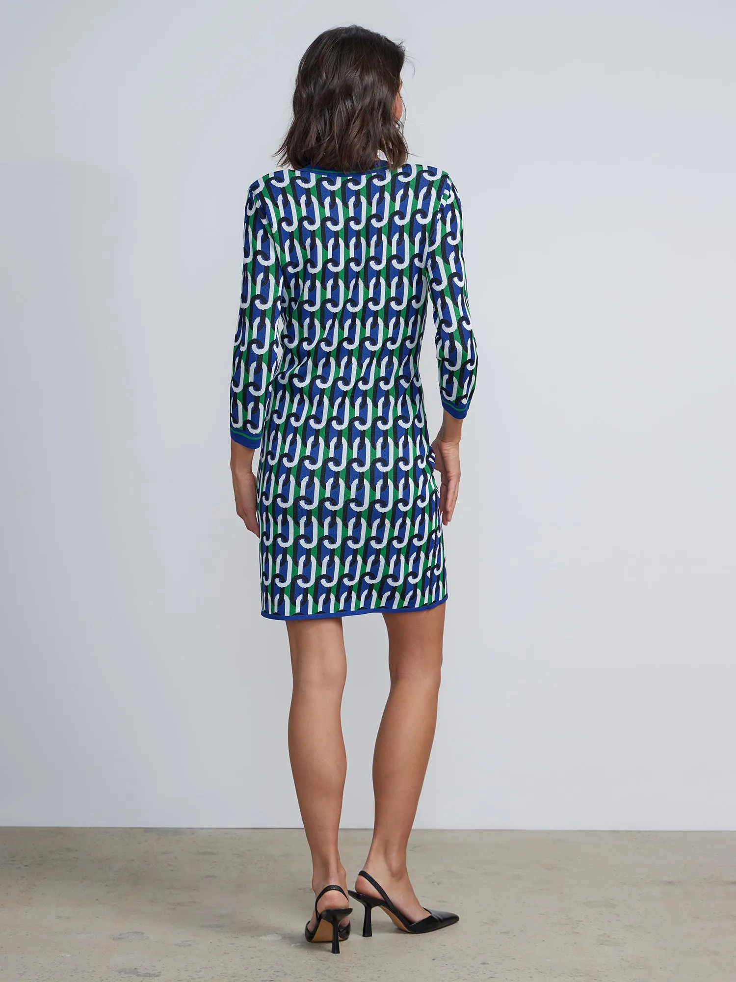 Chain Link Print Sweater Dress