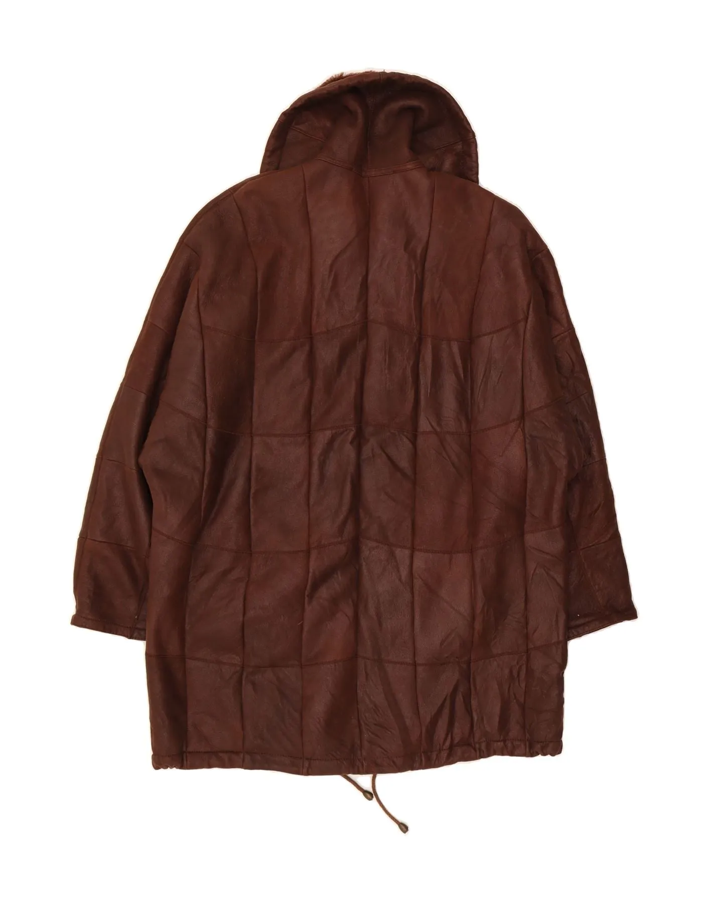CHRIST Womens Oversized Shearling Jacket EU 38 Medium Brown Patchwork
