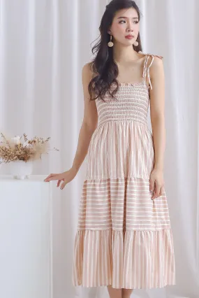 Chula Tie Strap Midi Dress In Brown