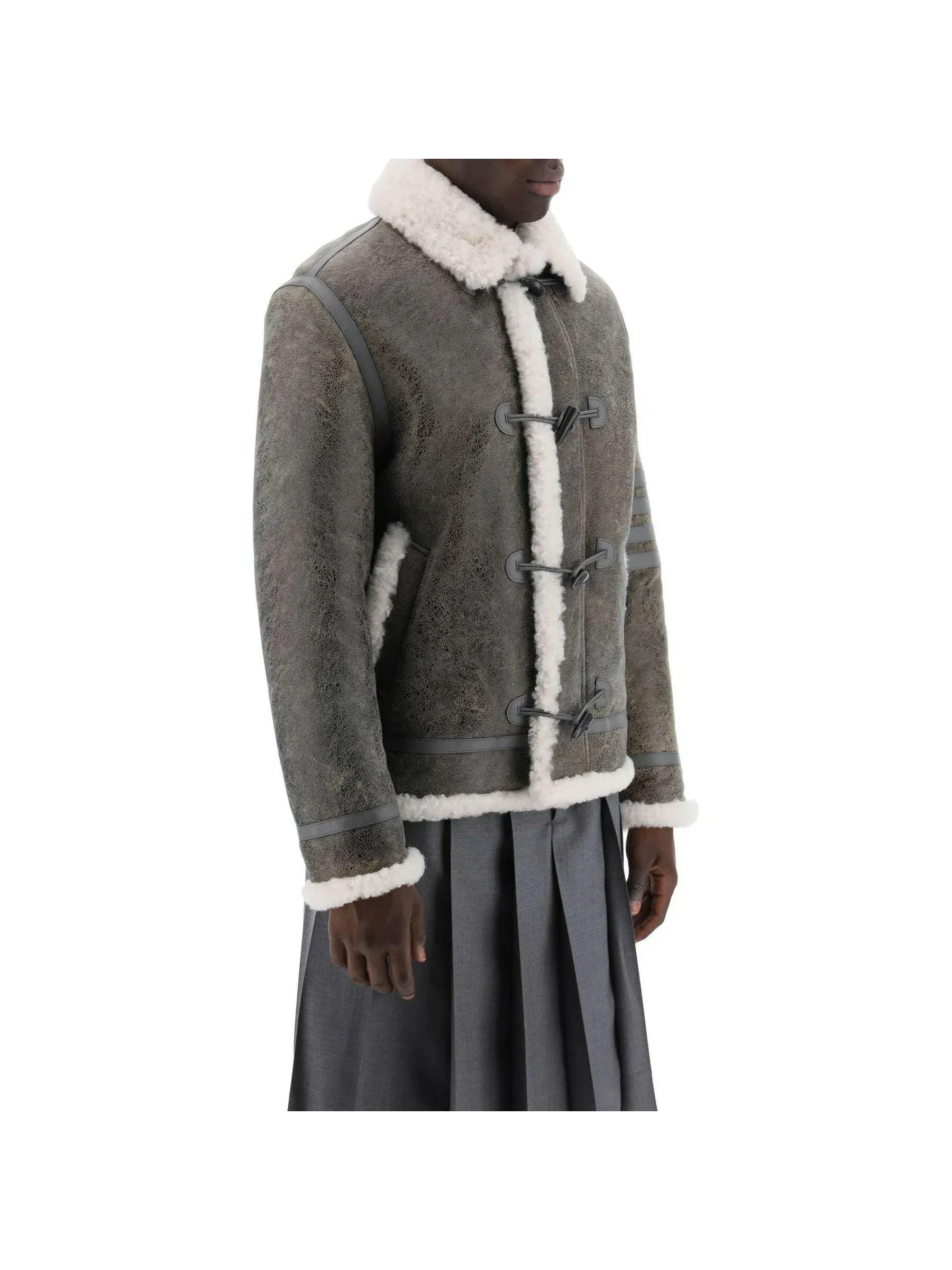 Cropped Shearling Montgomery Jacket