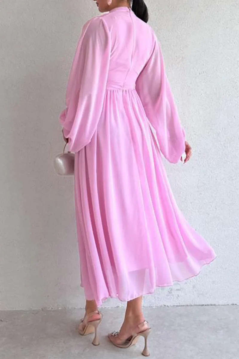 Elegant Solid Fold Half A Turtleneck Dresses