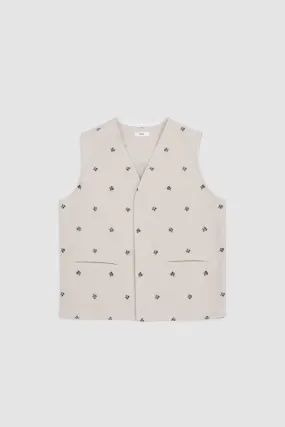 Flowers Felted Walker Gilet White