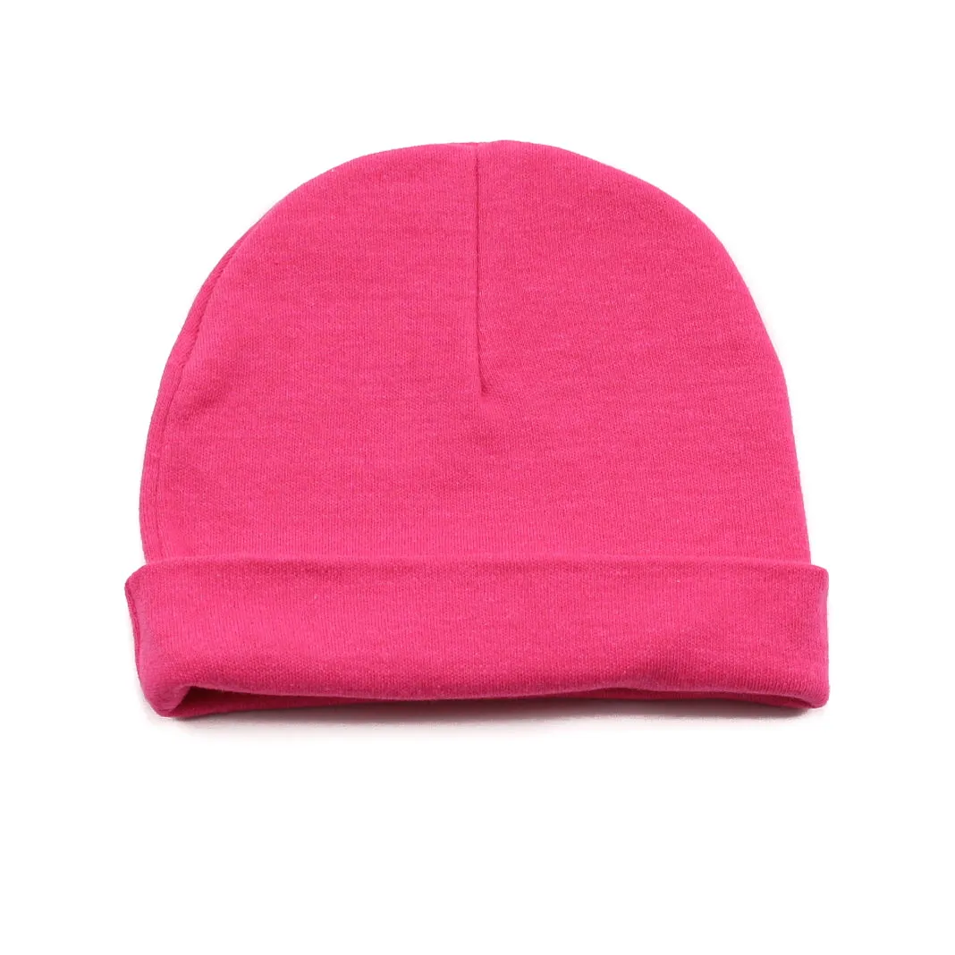 Infant Baby Beanie Cap in Fuchsia with White Scribble Skull
