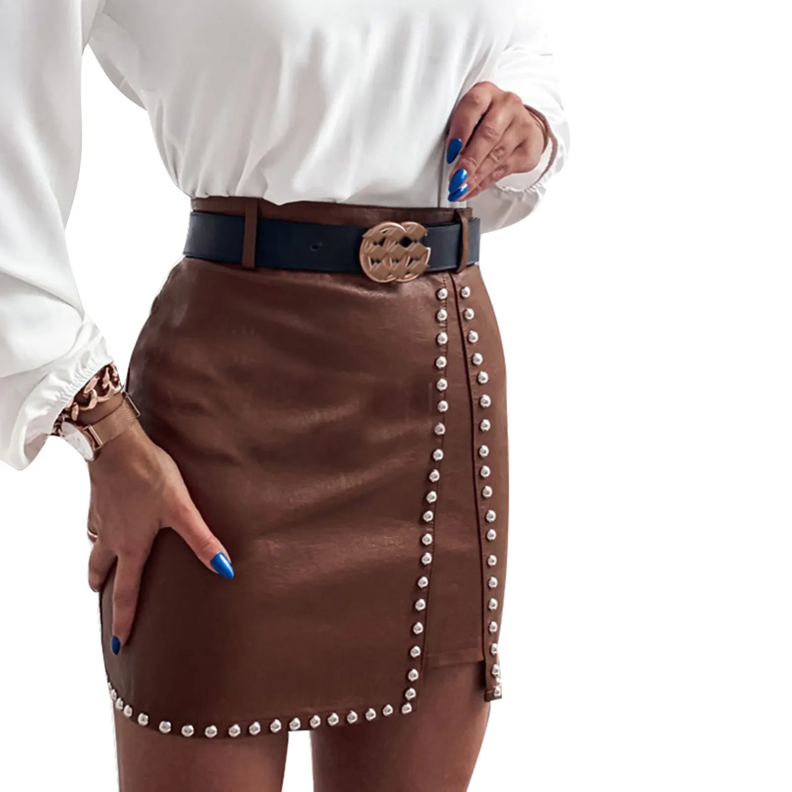 Julia Fashion - Women Pencil Skirt Elegant Fashion PU Leather Mini Skirts