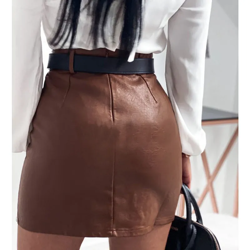 Julia Fashion - Women Pencil Skirt Elegant Fashion PU Leather Mini Skirts