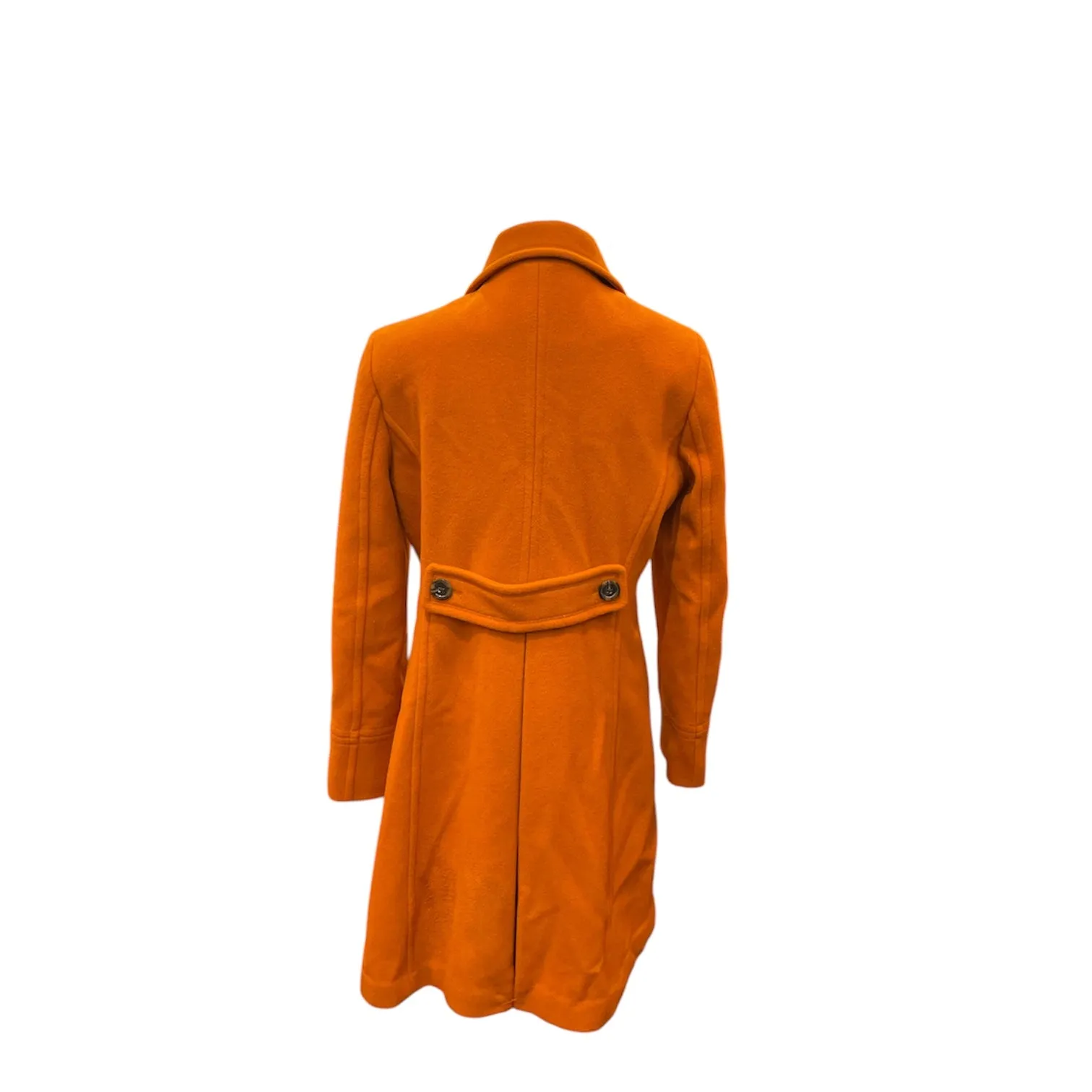 Lands End Peacoat, Orange Pumpkin Wool Cashmere Blend Coat - Size 8 P