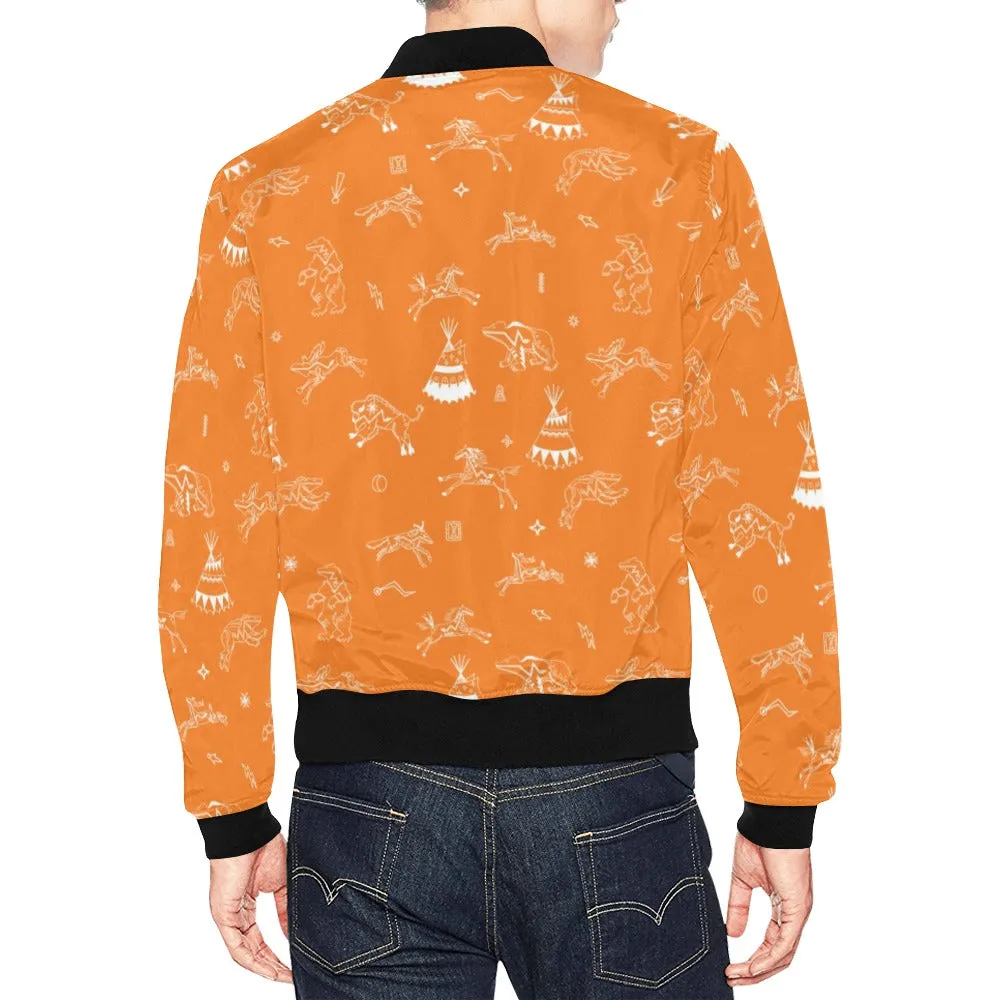 Ledger Dabbles Orange Bomber Jacket for Men