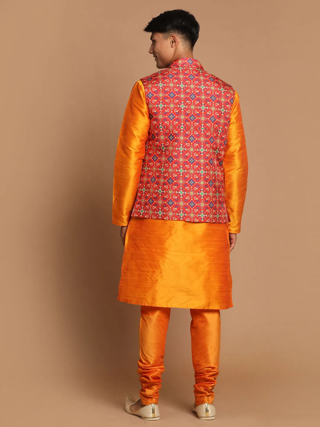 Maroon Patola Print Nehru Jacket Set
