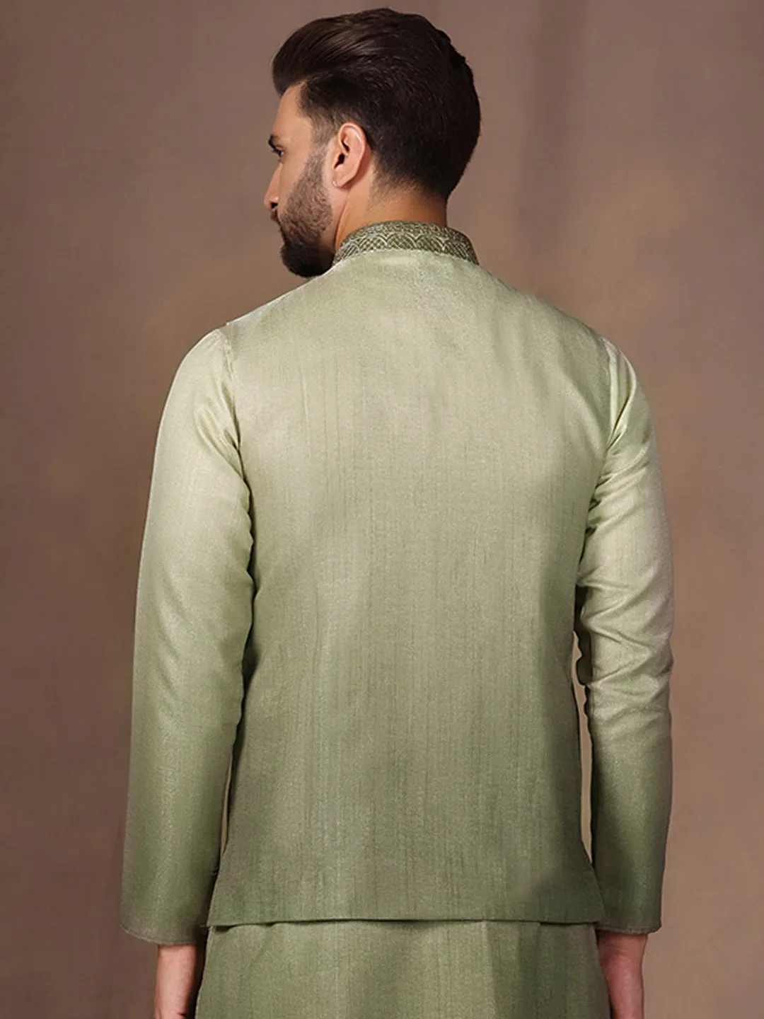 Men Green Ombre Embroidery Jacket (Set of 1)