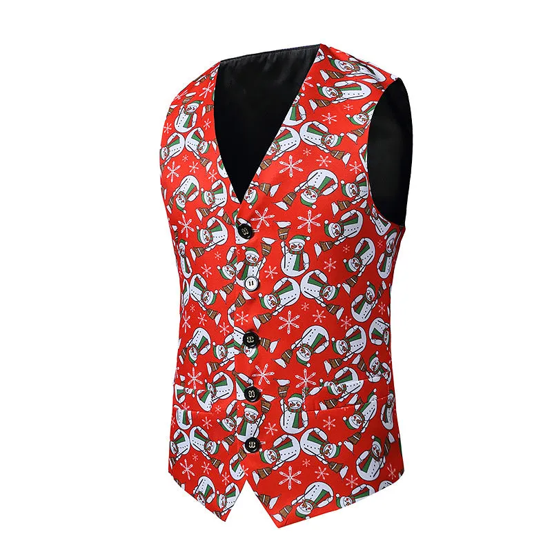 Men's Christmas 3D Santa Printed Vest Waistcoat