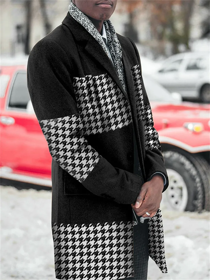 Men's Patchwork Casual Trench Coat