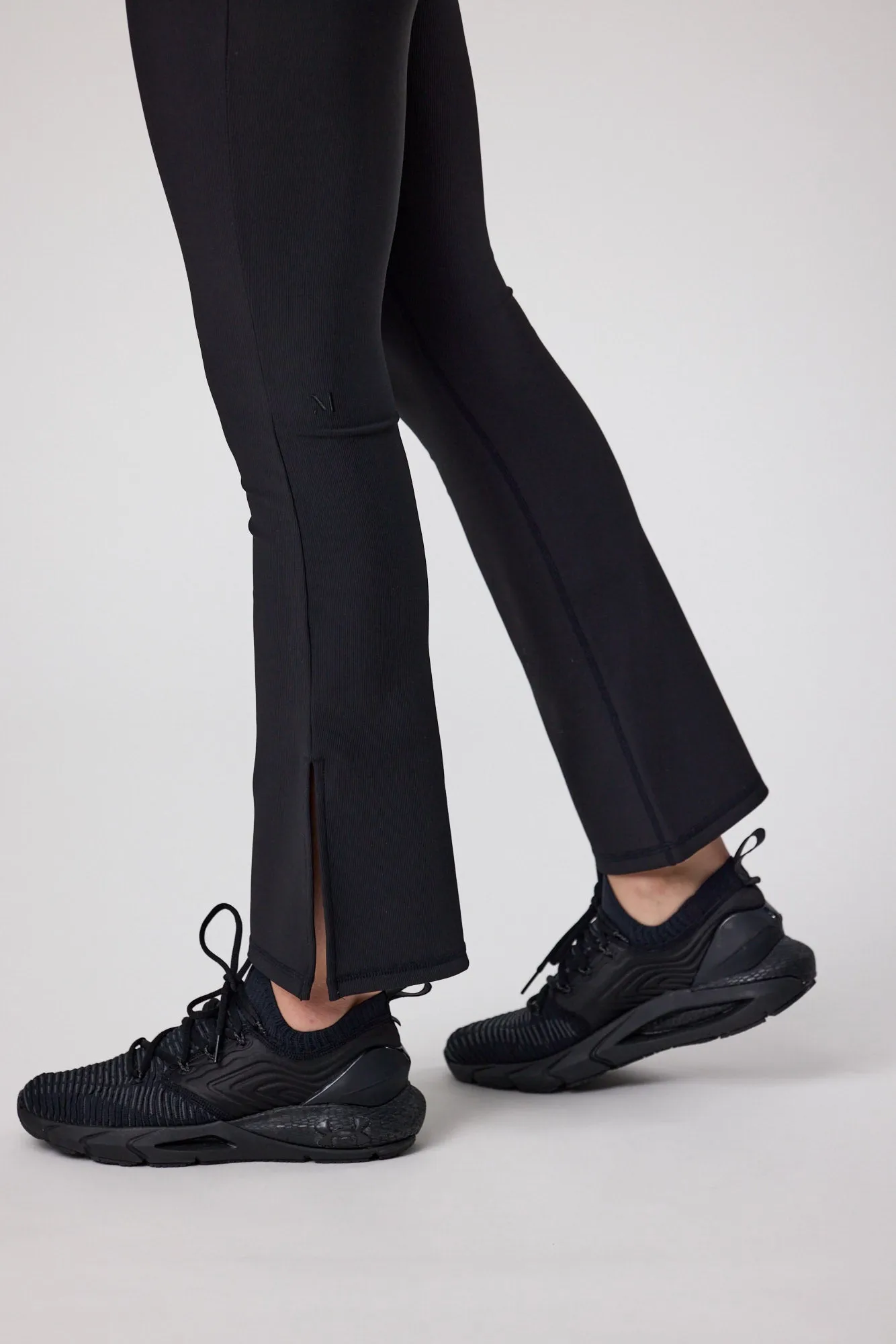 Mini Rib Active Split Legging - Black