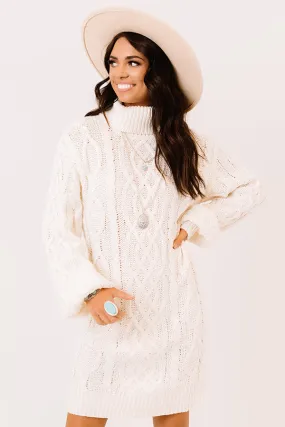 Next Chapter Cable Knit Sweater Dress In White