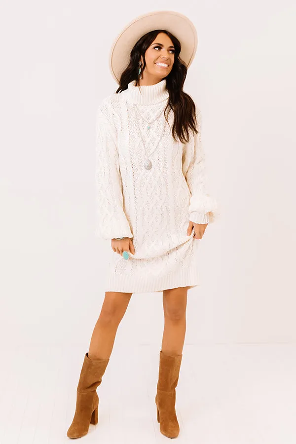 Next Chapter Cable Knit Sweater Dress In White