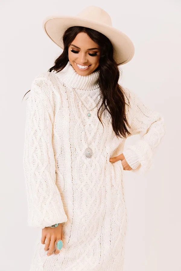 Next Chapter Cable Knit Sweater Dress In White