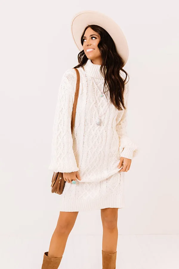 Next Chapter Cable Knit Sweater Dress In White