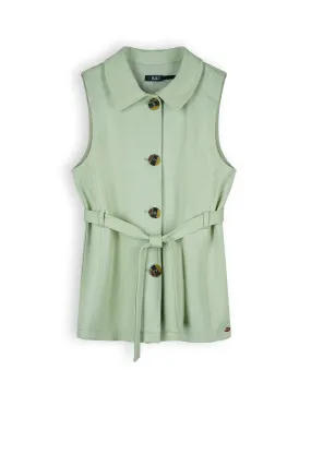 NoBell Tika Girls Gilet With Belt Jade Green