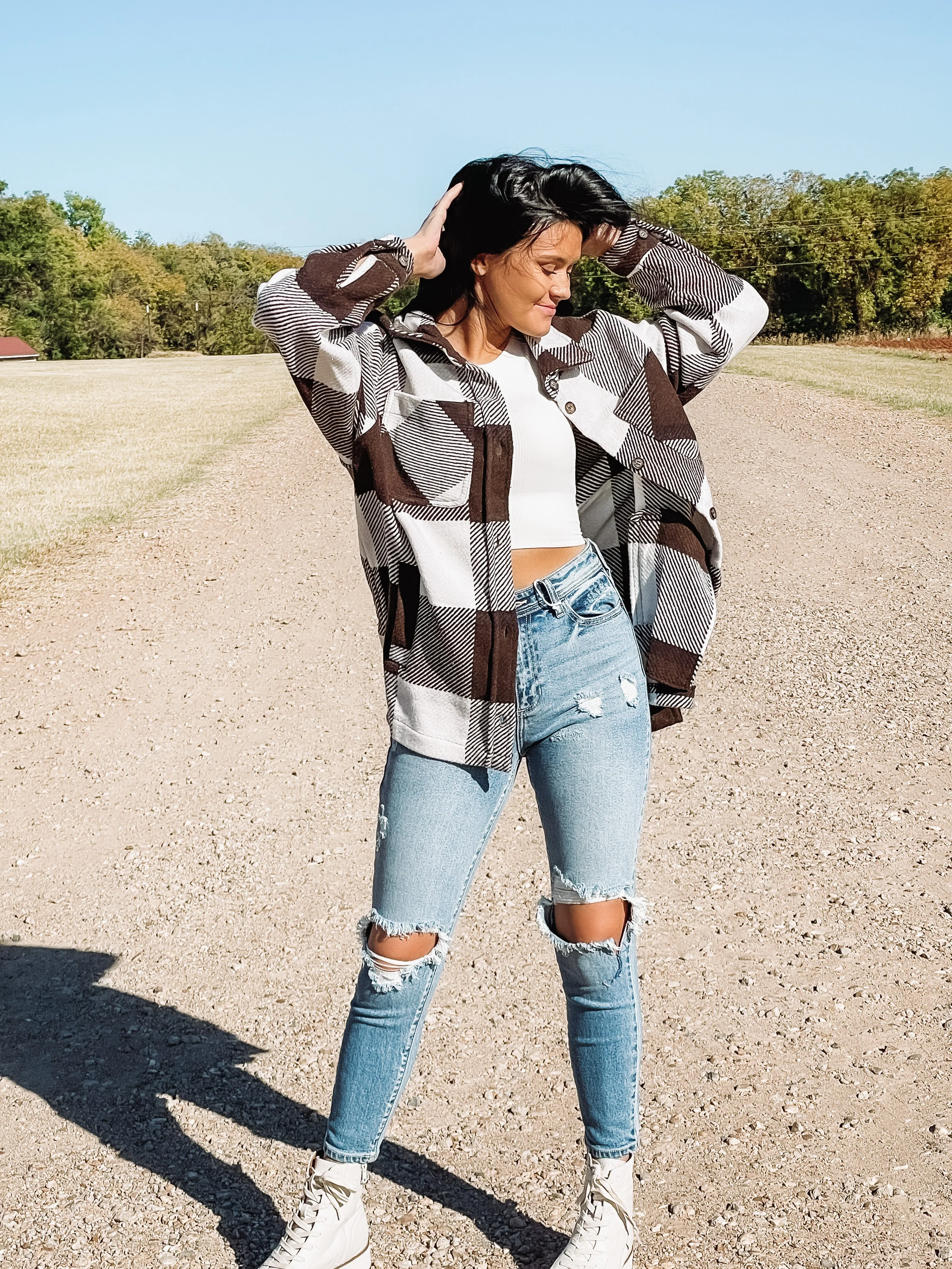 On the Run Brown Plaid Shacket