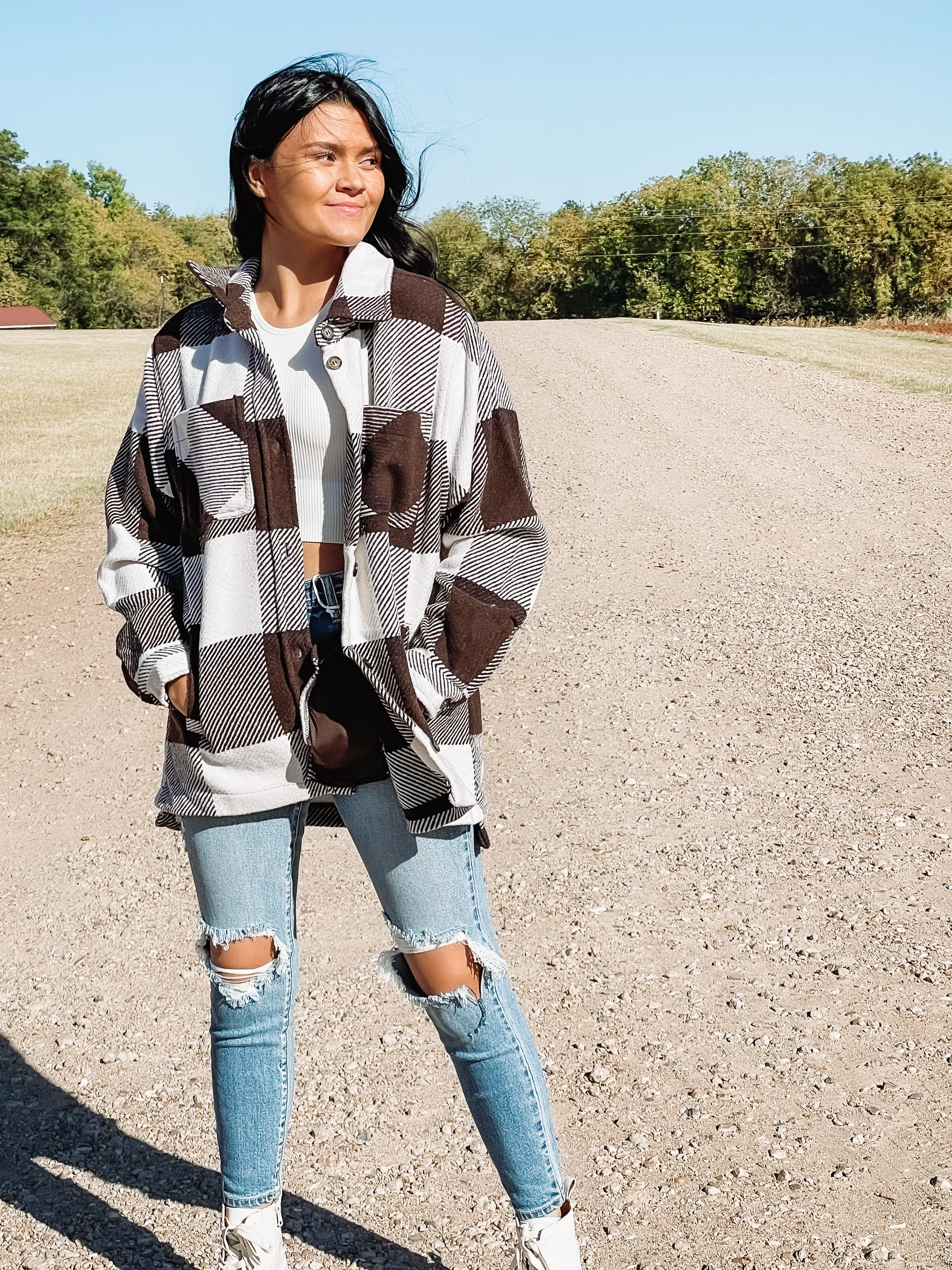 On the Run Brown Plaid Shacket