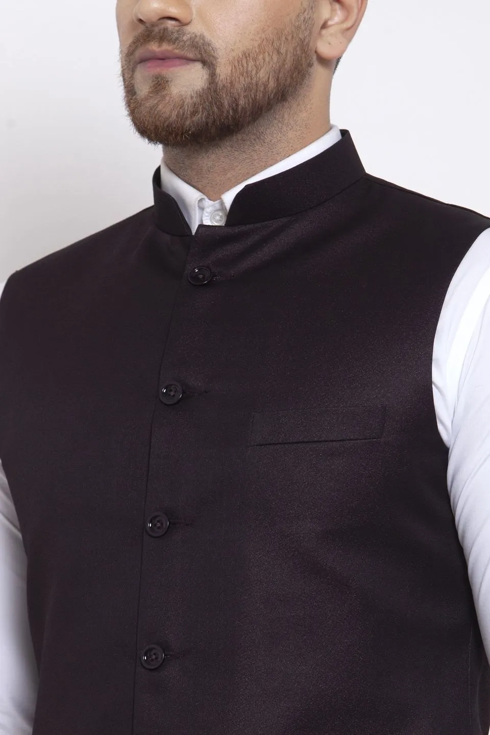 Poly Blend Brown Vest and Trouser Set