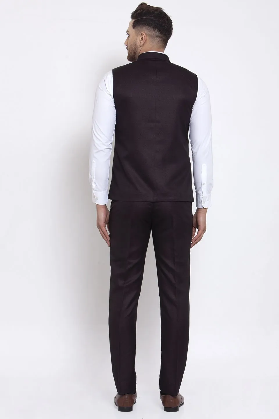 Poly Blend Brown Vest and Trouser Set