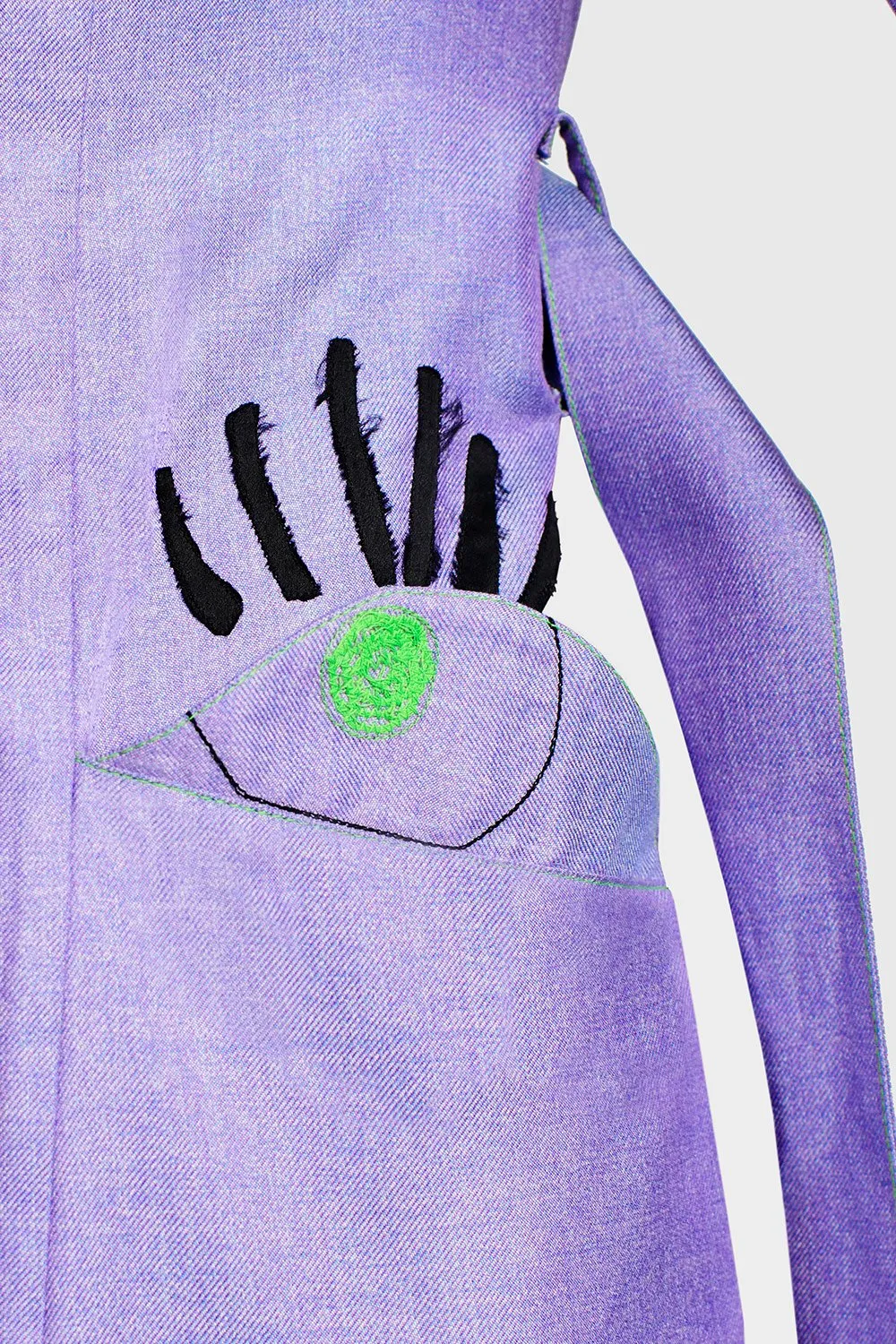 Purple Blue Silk Trench Coat