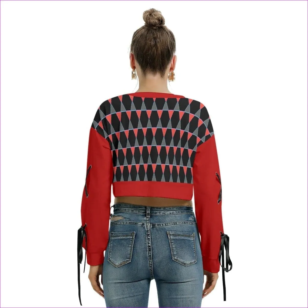 Scaled Women's Lace Up Long Sleeve Cropped Sweatshirt