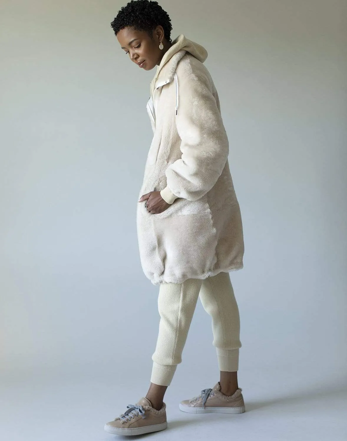 Shearling Mid Length Coat