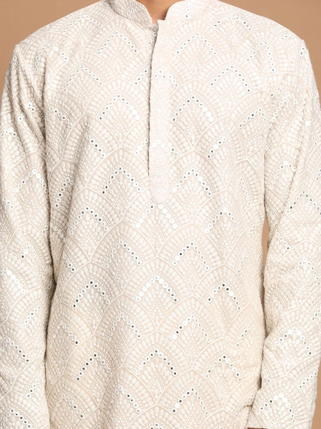 SHRESTHA Men's Gray Ethnic Mirror Kurta
