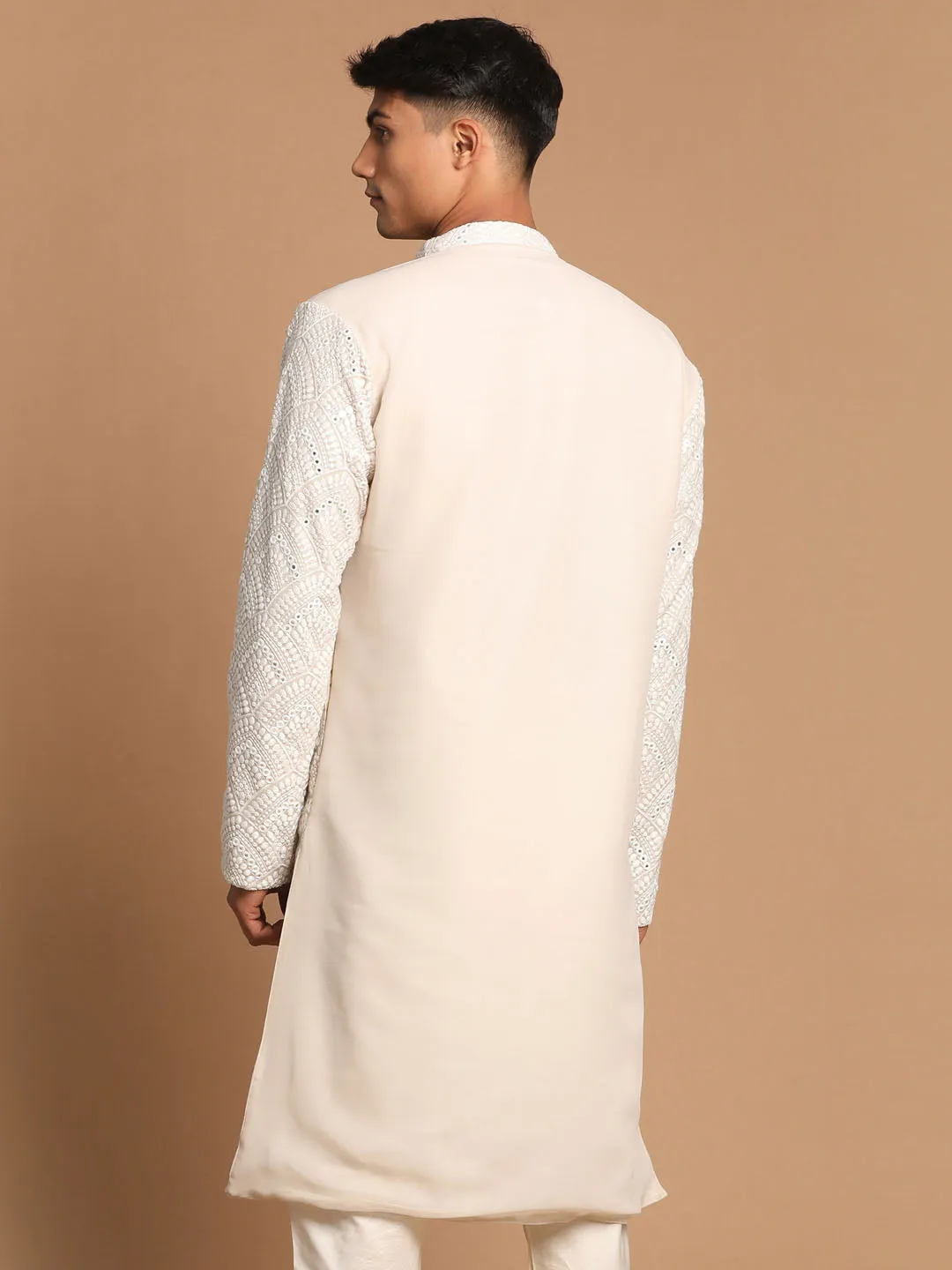 SHRESTHA Men's Gray Ethnic Mirror Kurta