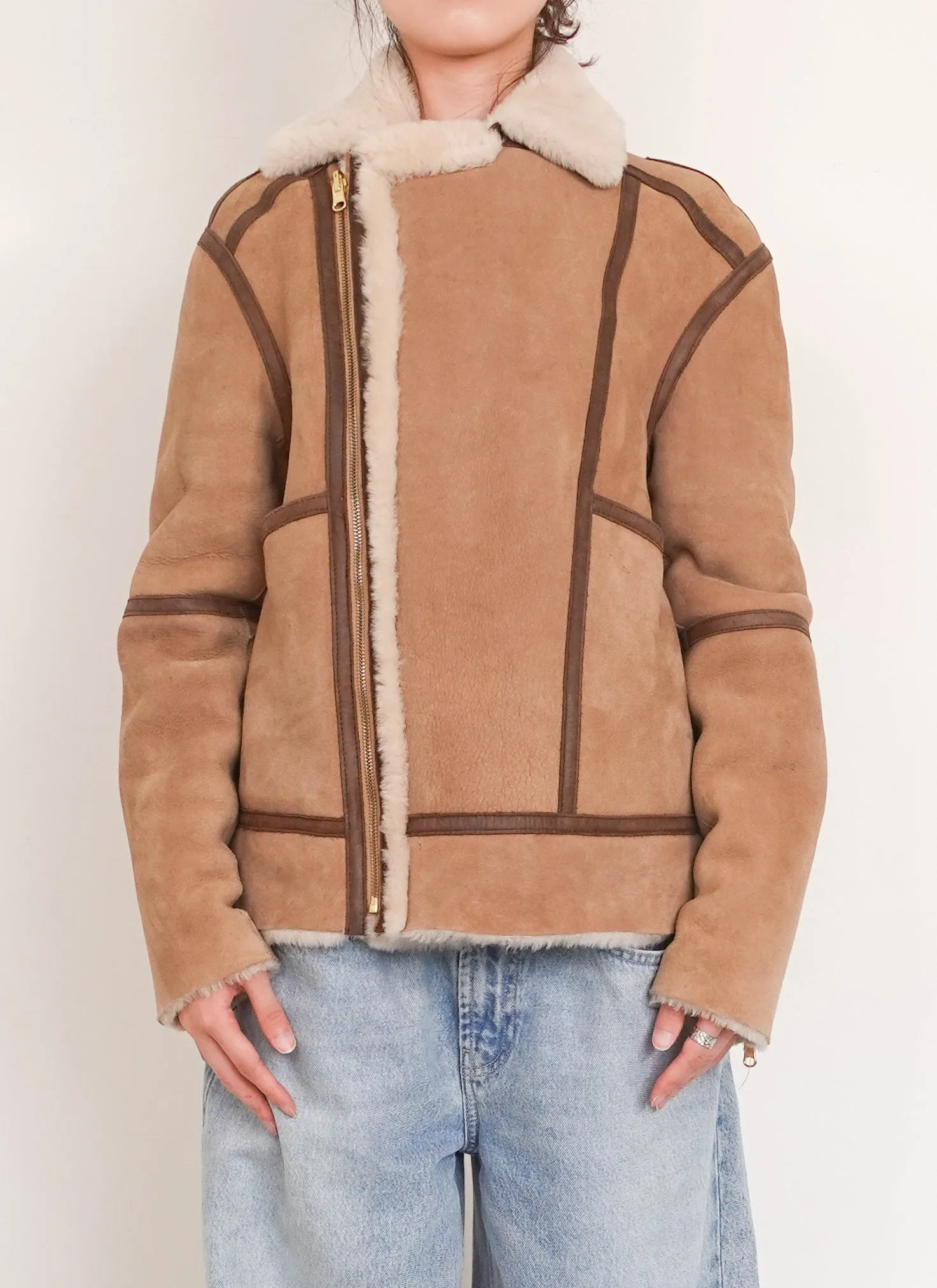 Tan shearling reversible jacket RRP £1.2k