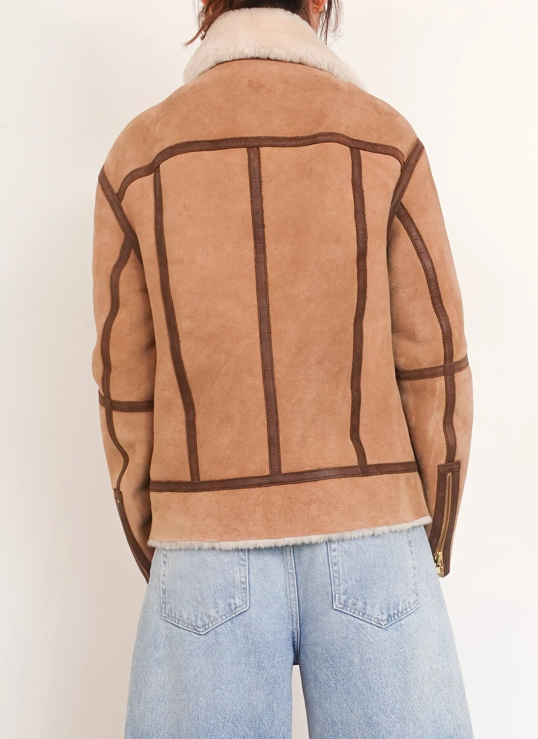 Tan shearling reversible jacket RRP £1.2k