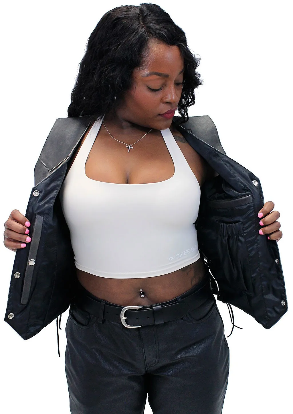 Vintage Brown Leather Vest for Women w/Side Lacing #VLA516LDN ()