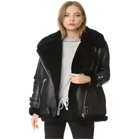 Women's Black B3 Shearling Jacket Classic & Cozy