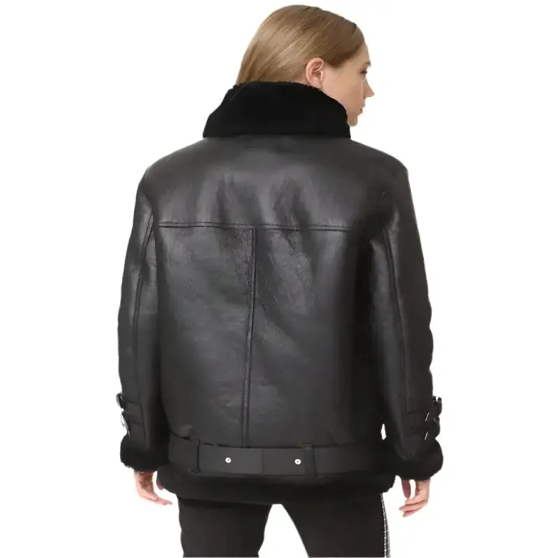 Women's Black B3 Shearling Jacket Classic & Cozy